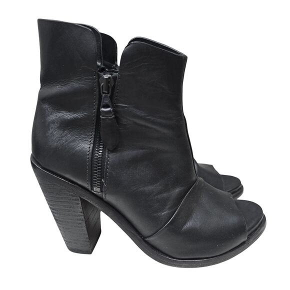 Rag & Bone Noelle Boots Womens 8 Black Leather Peep Toe Booties Luxury Capsule - Picture 4 of 10